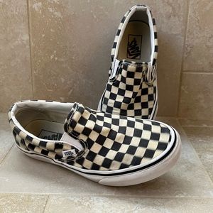 Checkered slip on vans